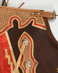Hilason Pro Rodeo Bull Riding Chaps Smooth Genuine Leather Western Brown