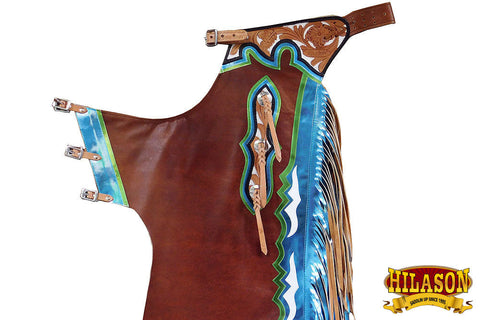 HILASON handmade genuine LEATHER CHAPS chinks adult handtooled rodeo bull riding