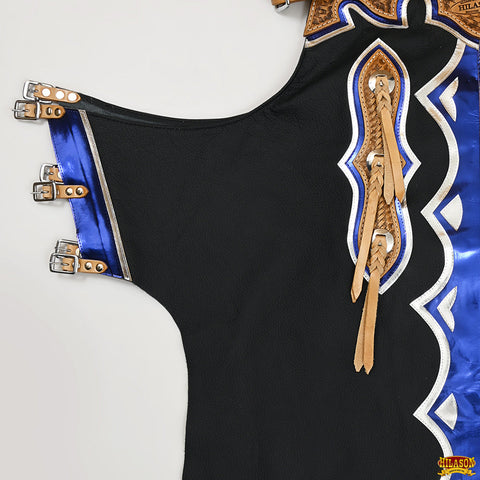 Hilason Handmade Genuine Leather Chaps Adult Handtooled Rodeo Bull Riding