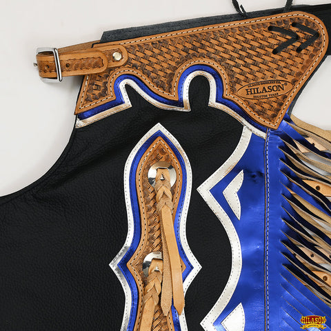 Hilason Handmade Genuine Leather Chaps Adult Handtooled Rodeo Bull Riding