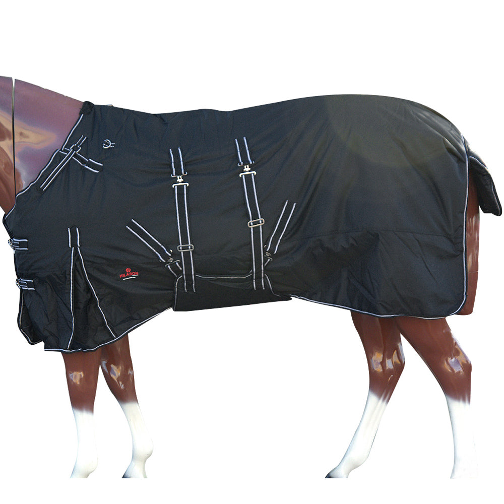 Hilason 600D Winter Waterproof Horse Turnout Blanket Belly Wrap Black