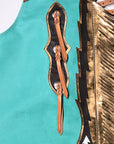 Hilason Pro Rodeo Bull Riding Chaps Genuine Leather Turquoise