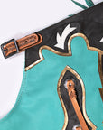 Hilason Pro Rodeo Bull Riding Chaps Genuine Leather Turquoise