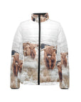 Highland Cow Herd Women's Puffy Bomber Jacket