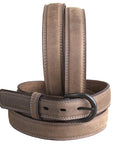 3D Cognac Mens Leather Basic Cowboy Belt Silver Buckle Brown