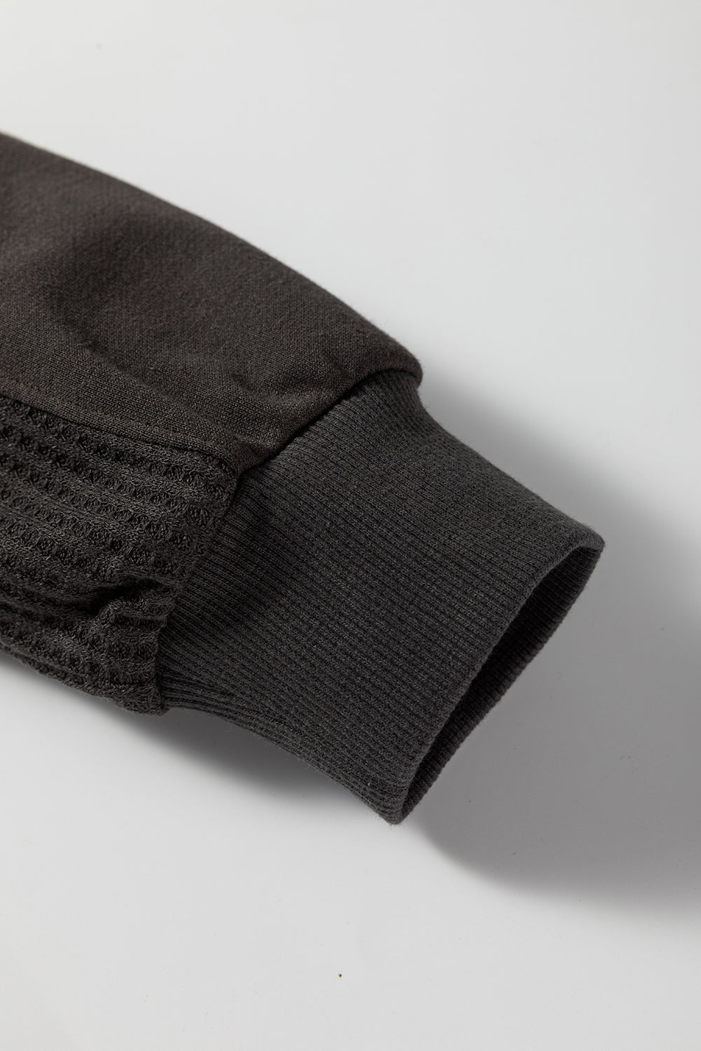 Waffle Knit Patchwork Half-Zip Sweatshirt