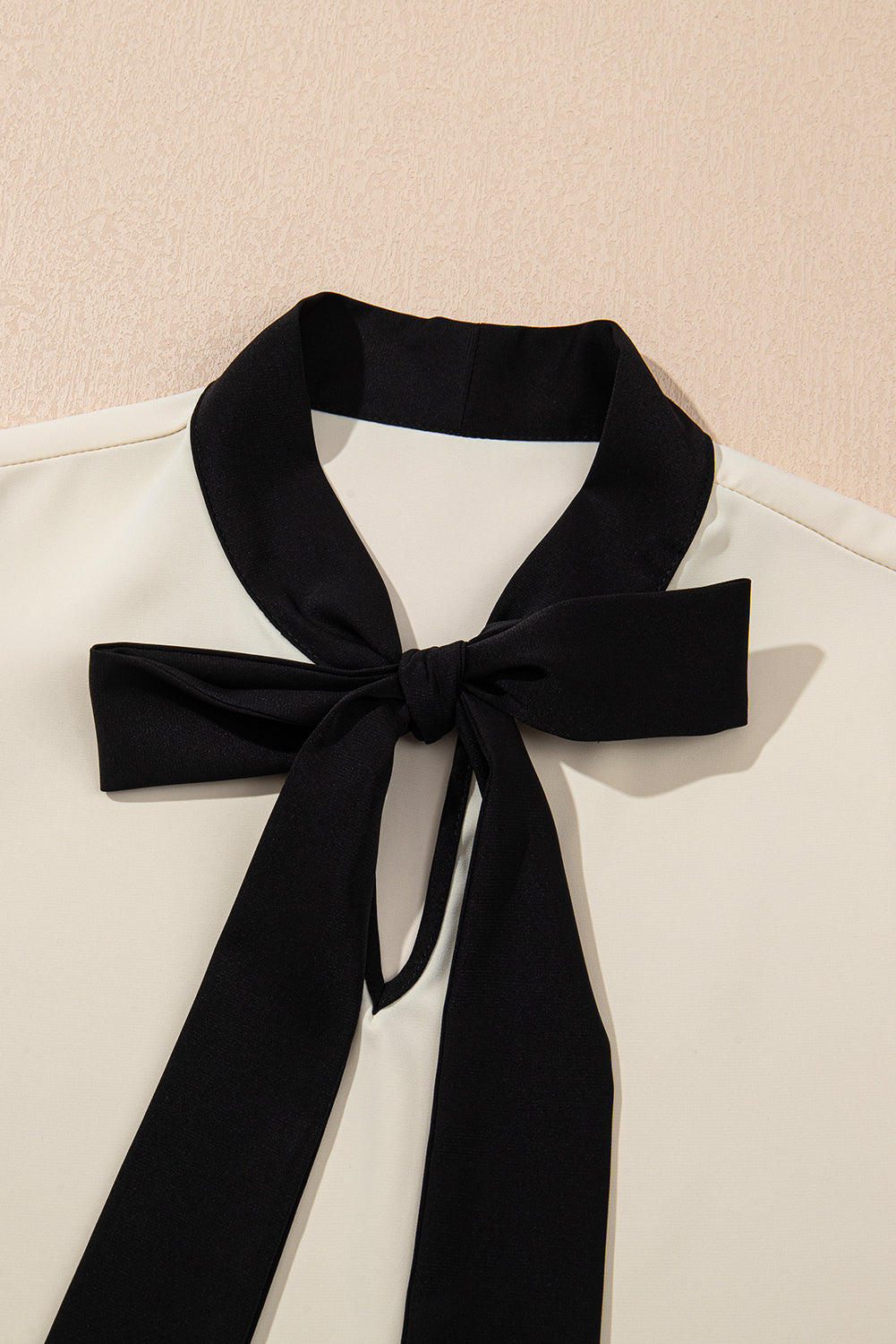 Stripe Contrast Bow Neckline Blouse