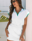 Emily Edge Cap Sleeve Collared Top 2 Piece Skirt Set