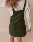 Solid Corduroy Front Pocket Sleeveless Overall Dress
