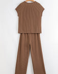 Megan Corded Short Sleeve Top and Casual Pants Set