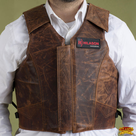 HILASON Bull Riding Vest Safety Protective Leather