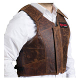 HILASON Bull Riding Vest Safety Protective Leather