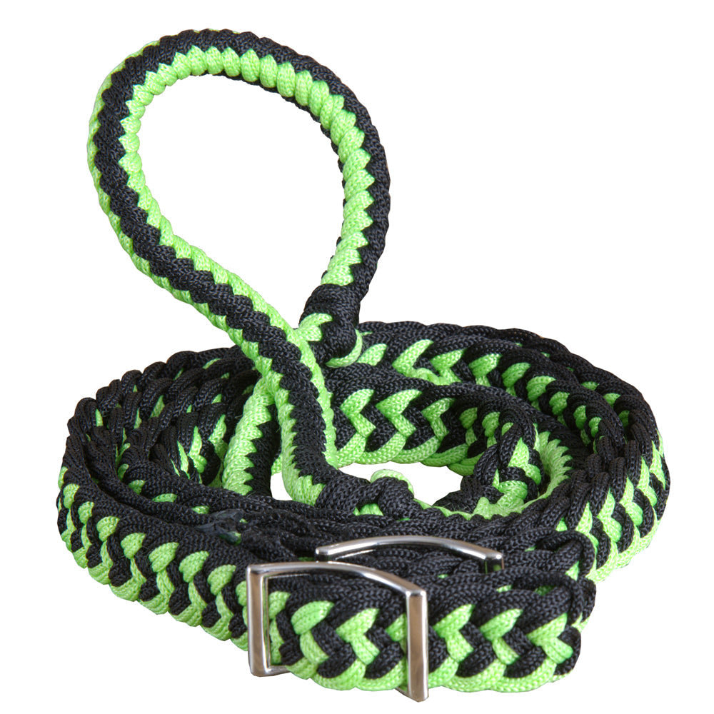 Hilason Braided Poly Barrel Racing Contest Flat Reins 1&quot; X  8Ft Tan Black
