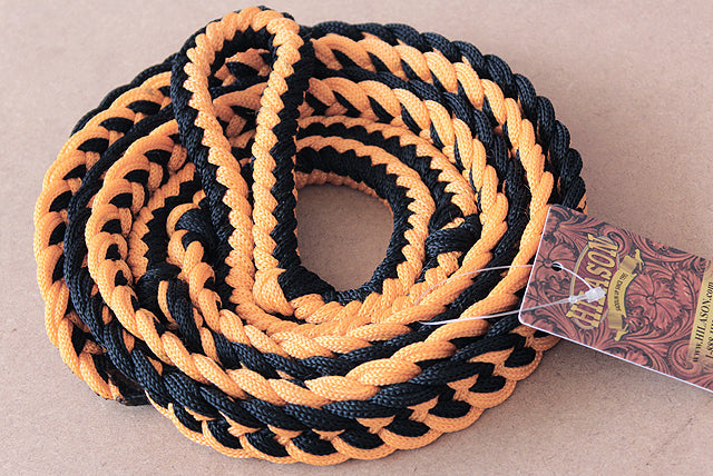 Hilason Braided Poly Barrel Racing Contest Flat Reins 1&quot; X  8Ft Tan Black