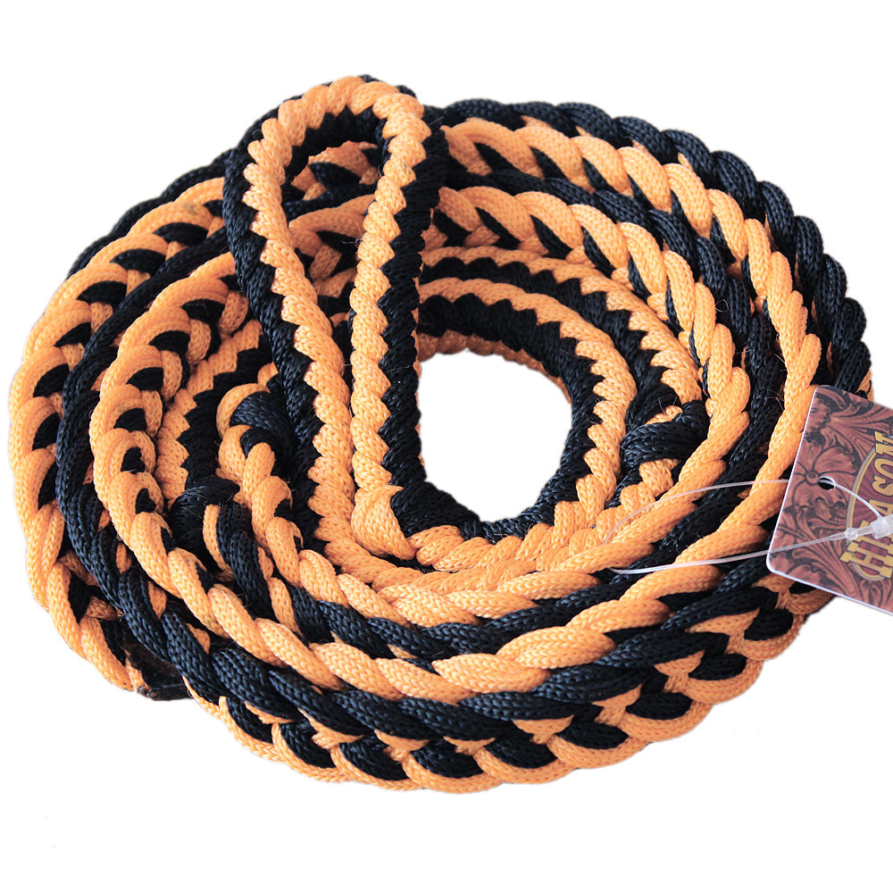 Hilason Braided Poly Barrel Racing Contest Flat Reins 1&quot; X  8Ft Tan Black