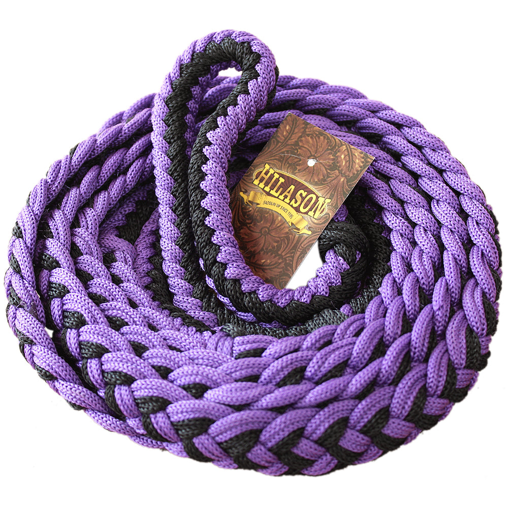 Hilason Braided Poly Barrel Racing Contest Flat Reins 1&quot; X  8Ft Tan Black