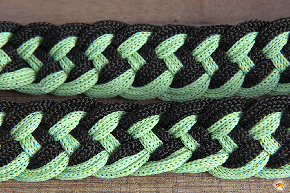 Hilason Braided Poly Barrel Racing Contest Flat Reins 1&quot; X  8Ft Tan Black