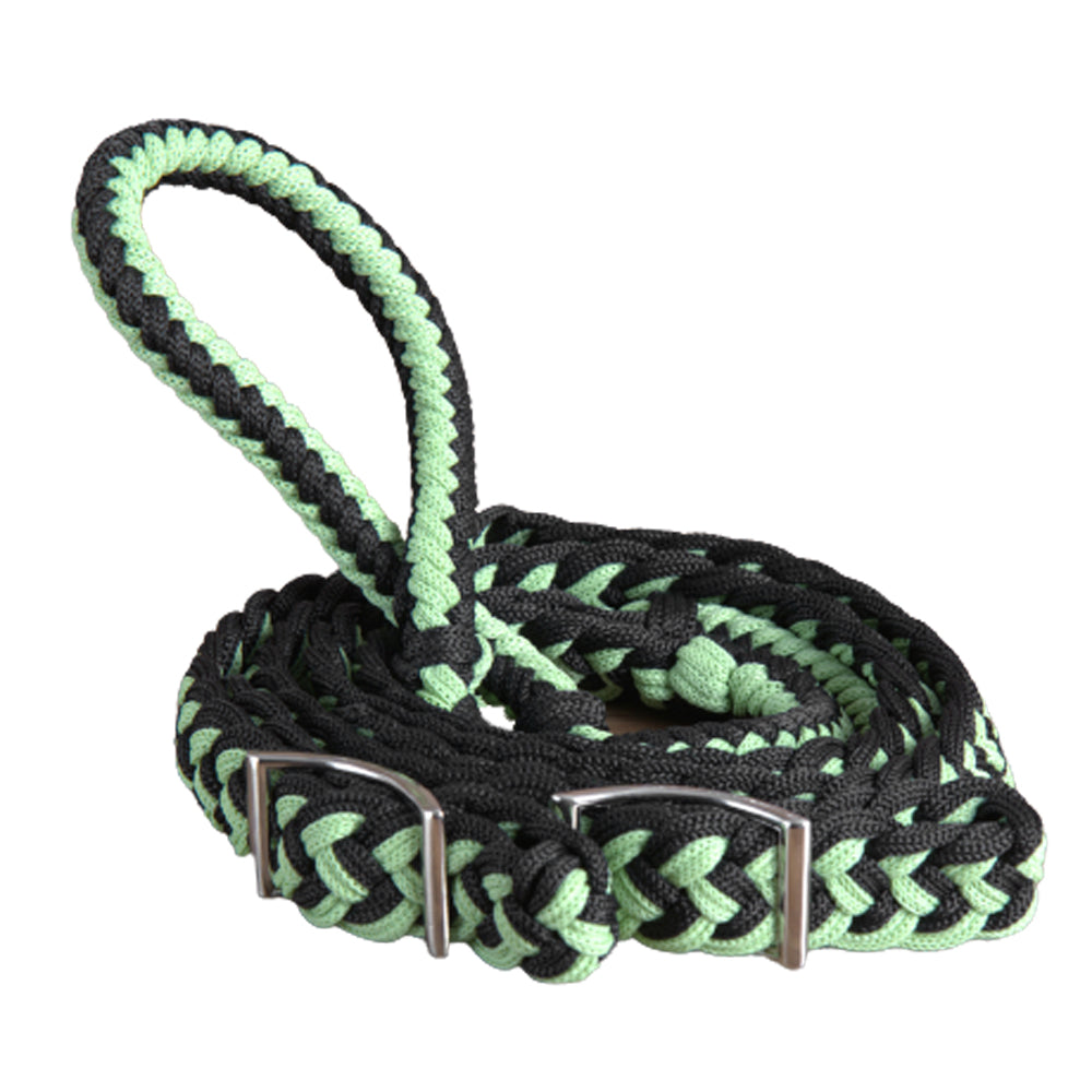 Hilason Braided Poly Barrel Racing Contest Flat Reins 1&quot; X  8Ft Tan Black