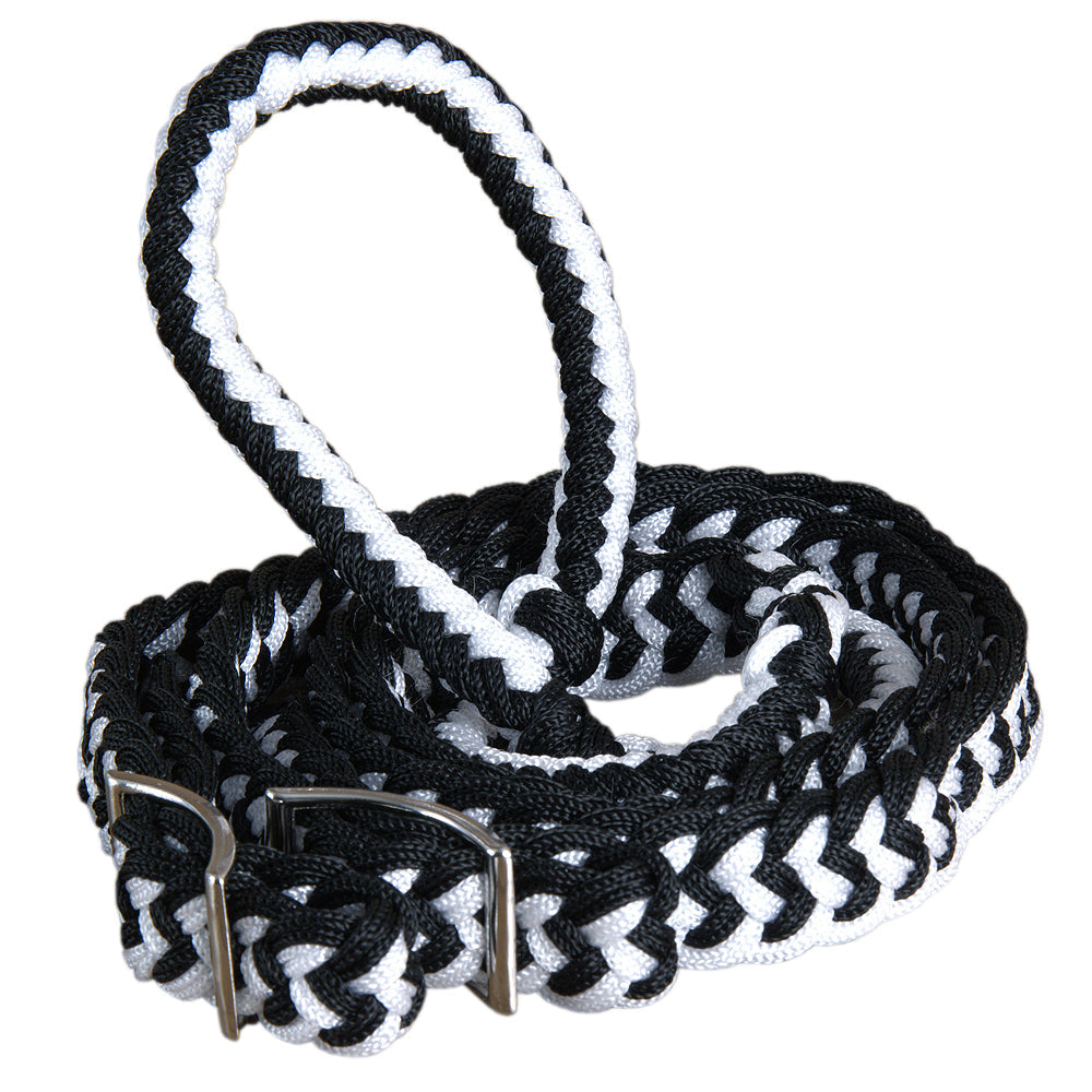 Hilason Braided Poly Barrel Racing Contest Flat Reins 1&quot; X  8Ft Tan Black
