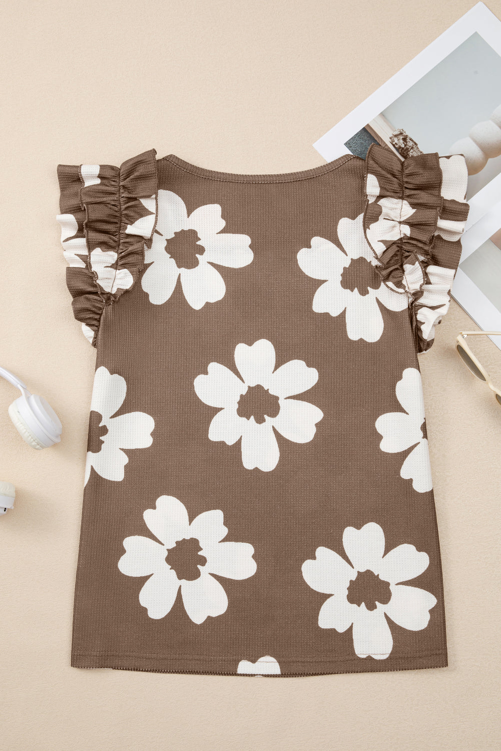 Vada Floral Textured Ruffled Sleeve Blouse