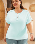 Jaycee Plus Size Textured Henley T Shirt