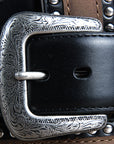 44" G Bar D 1.5" Black Leather Strap Mens Cowboy Belt W/ Silver Concho
