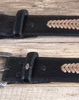 44" G Bar D 1.5" Black Leather Strap Mens Cowboy Belt W/ Silver Concho