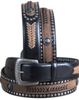 44" G Bar D 1.5" Black Leather Strap Mens Cowboy Belt W/ Silver Concho