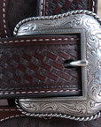 42" Roper Western 1.5" Elephant Print Basketweave Ends Mens Cowboy Belt Brown