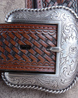 46" Roper Western 1.5" Dude Taupe Leather Basketweave Ends Mens Cowboy Belt