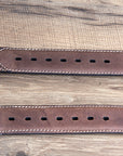 44" G Bar D Wide Crazy Horse Leather Tabs Mens Cowboy Belt Silver Buckle Brown
