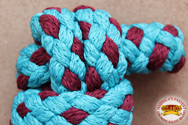 Hilason Horse Riding Poly Lead Rope 1/4&quot; X 9 Ft. Red Turquoise