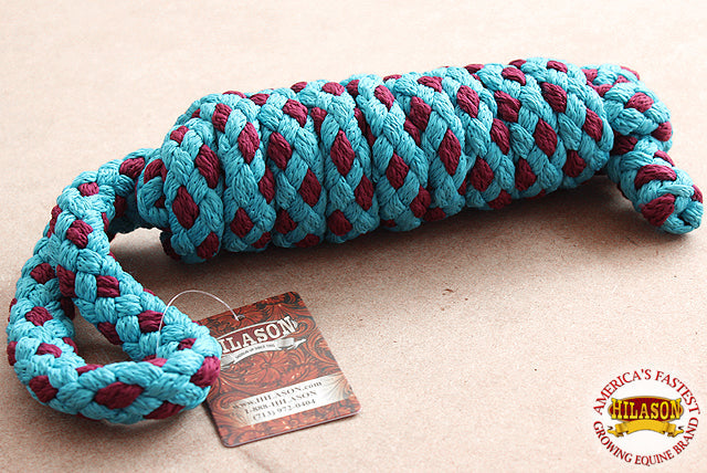 Hilason Horse Riding Poly Lead Rope 1/4&quot; X 9 Ft. Red Turquoise