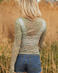 Amber Vintage Floral Mesh Long Sleeve Top