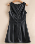Vegan Leather Sleeveless Mini Dress