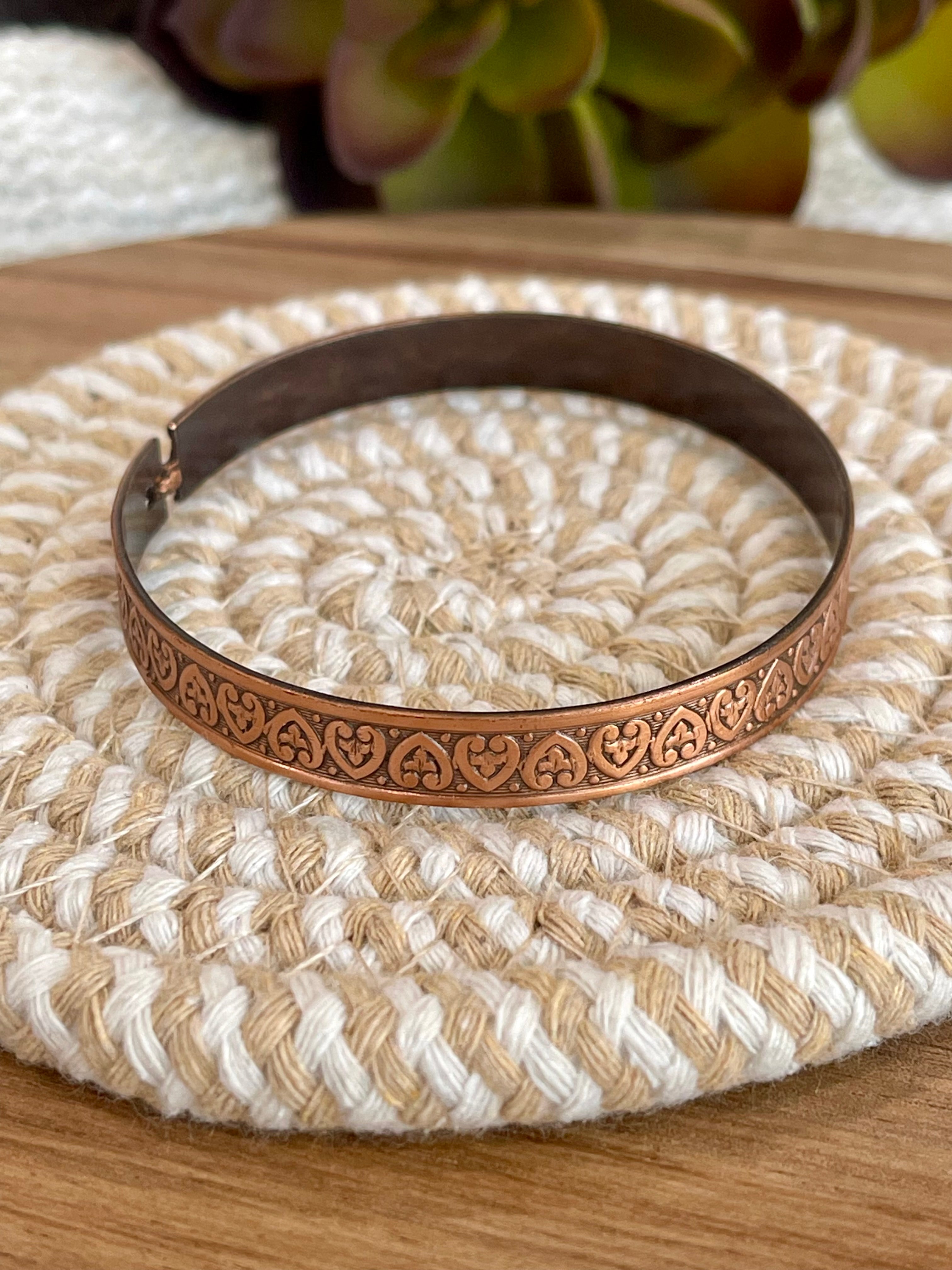 Vintage Handmade Copper Heart Bracelet