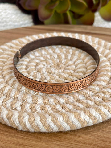 Vintage Handmade Copper Heart Bracelet