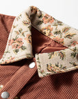 Floral Patchwork Ribbed Corduroy Shirt Jacket