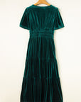 Velvet Shirred Waist Tiered Maxi Dress