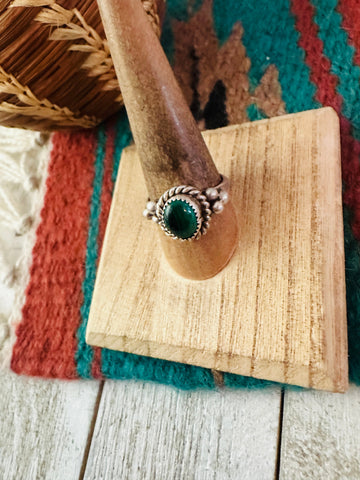 Navajo Malachite & Sterling Silver Ring Size 8.5