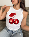 Leopard Cherries Cropped Tank