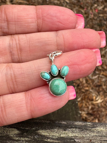 Sterling Silver and Turquoise Puppy Paw Charm