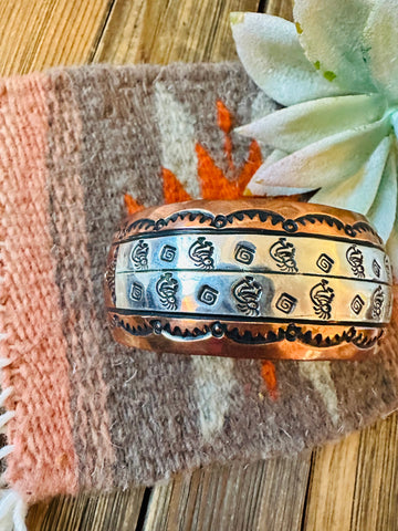 Navajo Copper and Sterling Silver Cuff Bracelet Signed