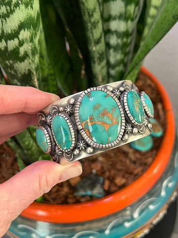 Navajo Sterling Silver and Royston Turquoise Cuff Bracelet by Roland Dixson