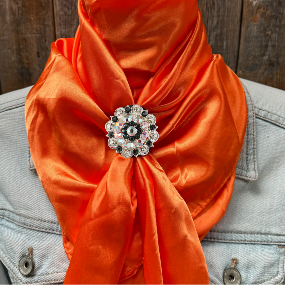 35X35&quot; Solid Orange Wild Rag / Scarf WRS20 - Crystal Concho Wild Rag Slides - Assorted