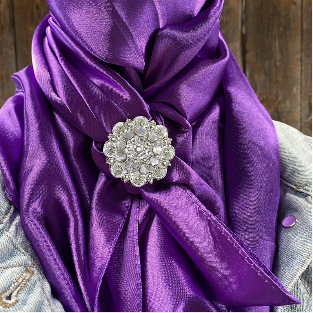 35X35&quot; Solid Purple Wild Rag / Scarf WRS1 - Crystal Concho Wild Rag Slides - Assorted