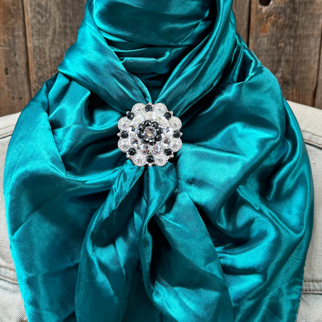 35X35&quot; Solid Teal Wild Rag / Scarf WRS5 - Crystal Concho Wild Rag Slides - Assorted