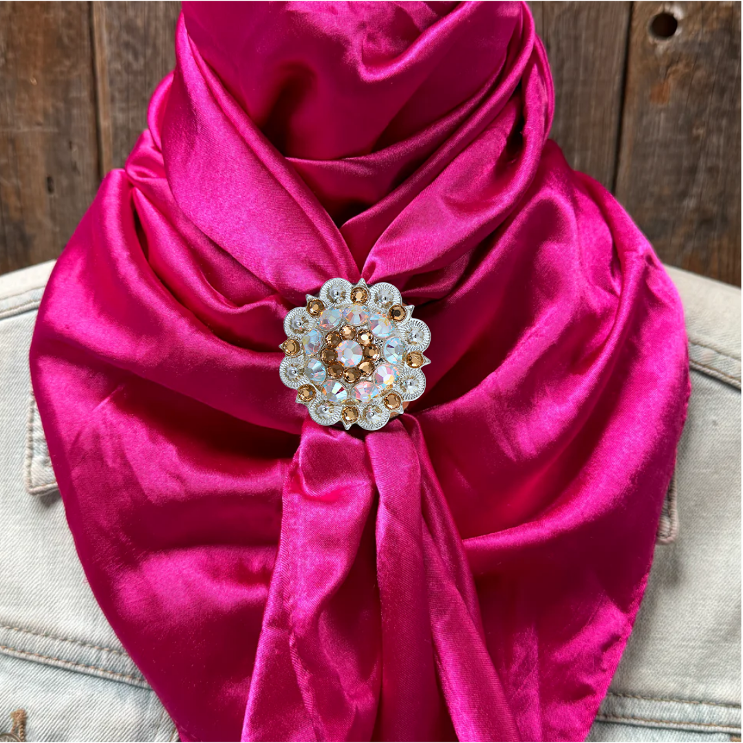 35X35&quot; Solid Fuchsia Wild Rag / Scarf WRS12 - Crystal Concho Wild Rag Slides - Assorted
