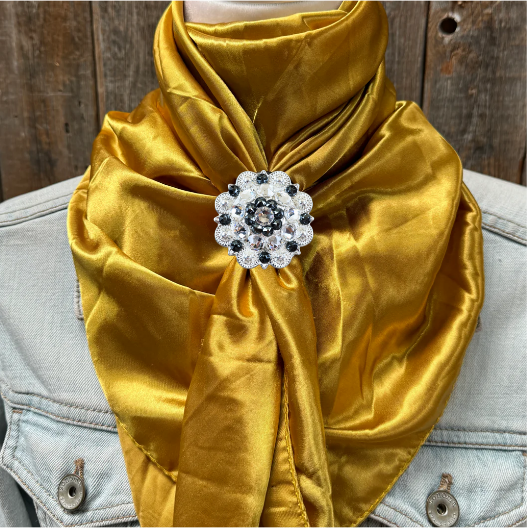 35X35&quot; Solid Mustard Yellow Wild Rag / Scarf WRS19 - Crystal Concho Wild Rag Slides - Assorted