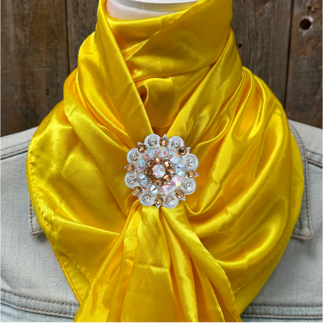 35X35&quot; Solid Yellow Wild Rag / Scarf WRS23 - Crystal Concho Wild Rag Slides - Assorted
